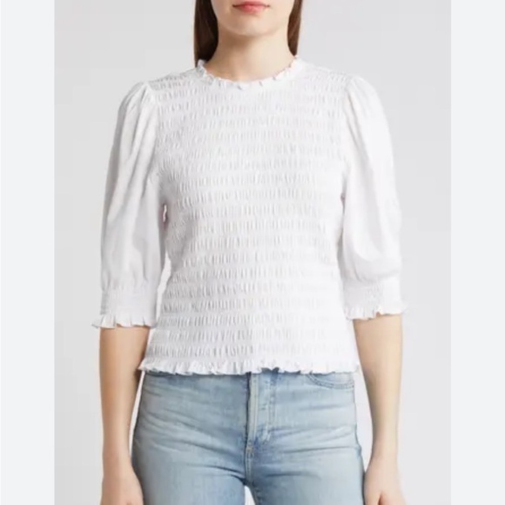 UEC Langston Smocked Ruffle Top by Veronica Beard size small